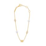 CELINE BRACELET IN BRASS STRASS AND RESIN PEARLS