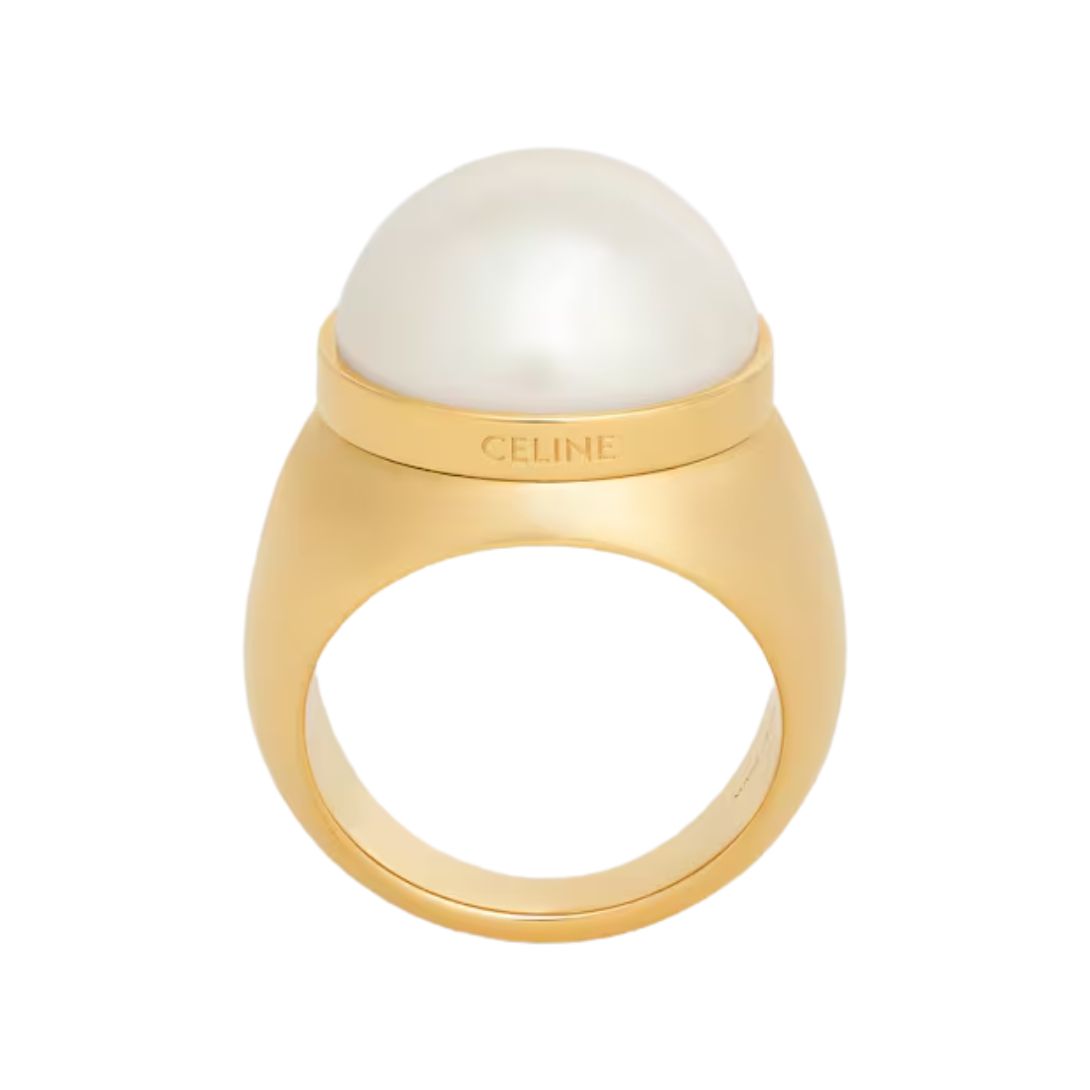 1 CELINE LES PERLES RING IN RESIN PEARLS AND BRASS WITH GOLD FINISH