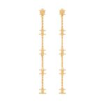 CELINE LES PERLES LONG EARRINGS IN BRASS WITH GOLD FINISH AND RESIN PEARLS