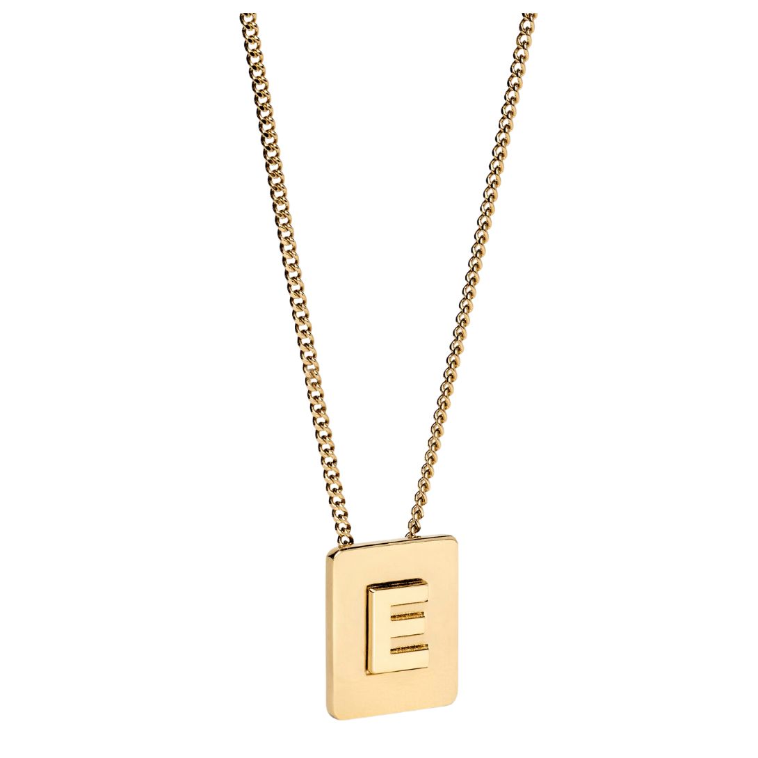 1 CELINE ALPHABET E NECKLACE IN BRASS WITH GOLD FINISH