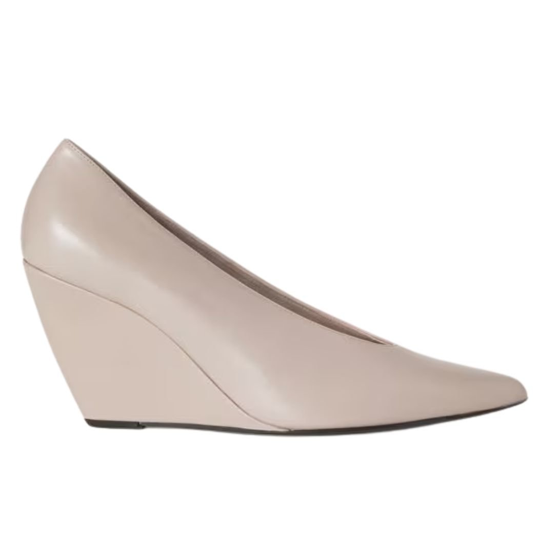 1 LORO PIANA VIOLA HIGH WEDGE PUMP PINK NOUVEAU