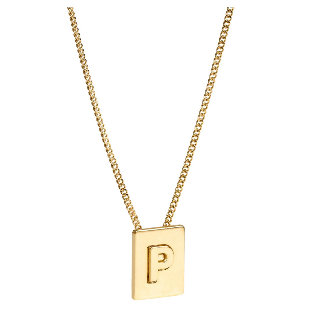 1 CELINE ALPHABET P NECKLACE IN BRASS WITH GOLD FINISH