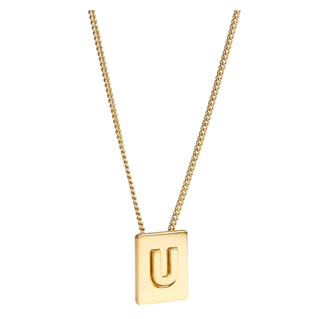 1 CELINE ALPHABET U NECKLACE IN BRASS WITH GOLD FINISH