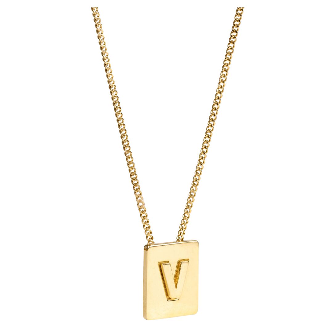 1 CELINE ALPHABET V NECKLACE IN BRASS WITH GOLD FINISH