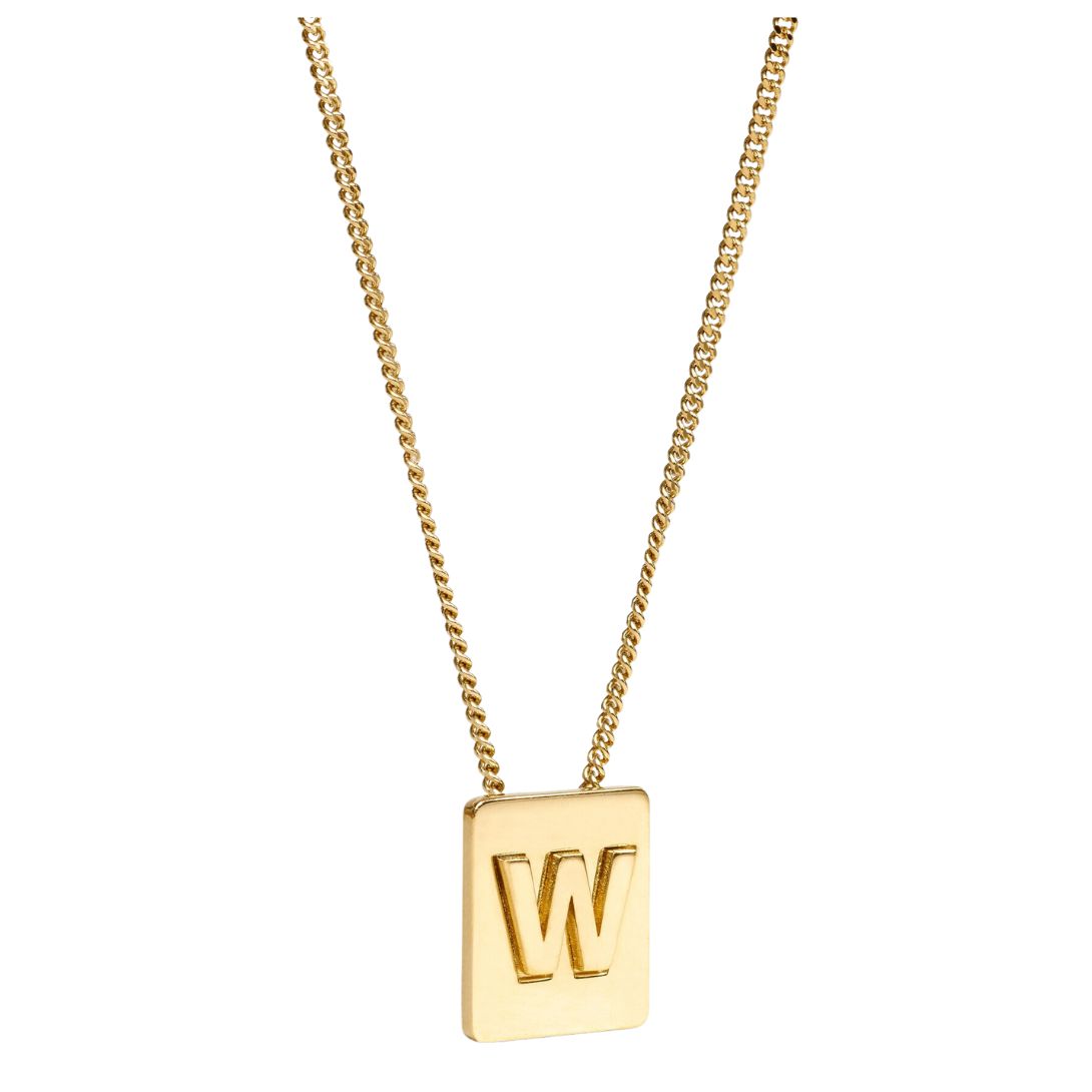 1 CELINE ALPHABET W NECKLACE IN BRASS WITH GOLD FINISH
