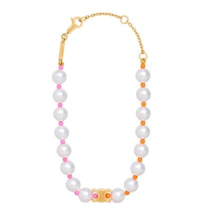 CELINE PLAGE PEARL BRACELET IN BRASS WITH GOLD FINISH AND RESIN PEARLS