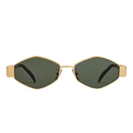 CELINE TRIOMPHE METAL 02 SUNGLASSES IN METAL GOLD-GREEN