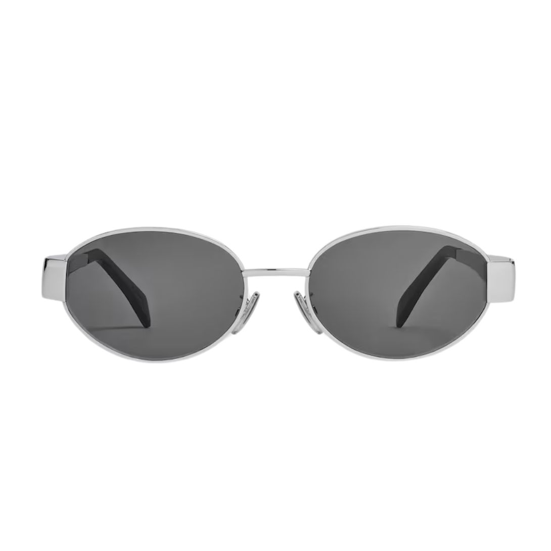 1 CELINE TRIOMPHE METAL 01 SUNGLASSES IN METAL SILVER-SMOKE