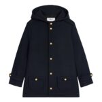 CELINE HOODED TRIOMPHE COAT IN WOOL FELT