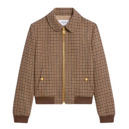 CELINE CHELSEA BLOUSON JACKET IN CHECK WOOL