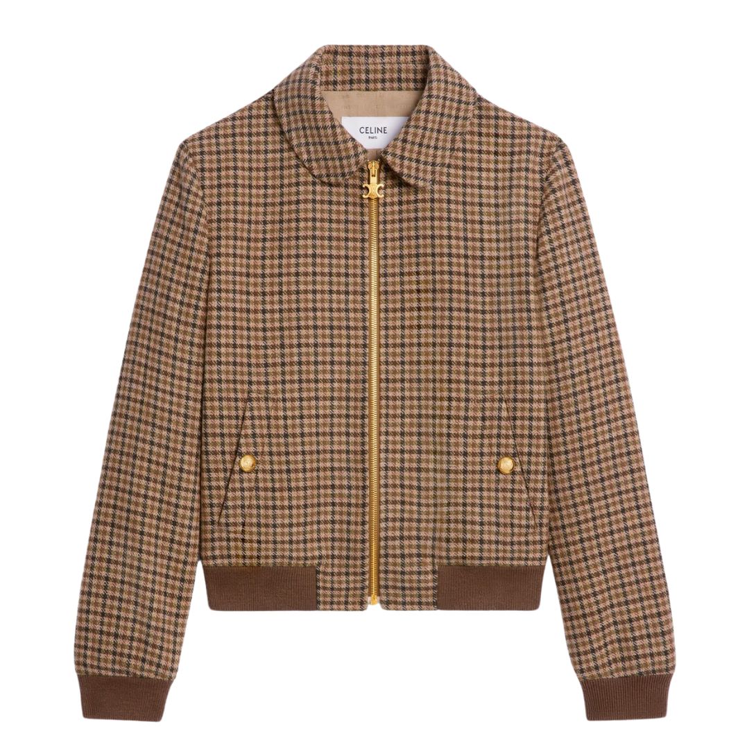 1 CELINE CHELSEA BLOUSON JACKET IN CHECK WOOL