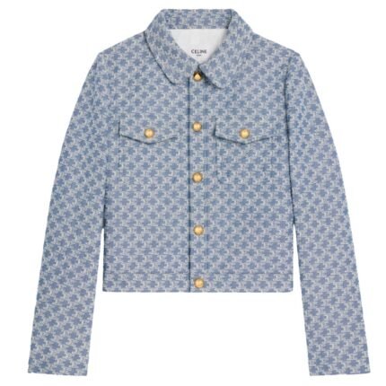CELINE TRUCKER JACKET IN MONOGRAM CHAMBRAY COTTON