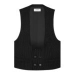 CELINE DOUBLE BREASTED VEST IN STRIPED WOOL FLANNEL