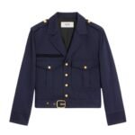 CELINE CROPPED SAHARIENNE JACKET IN DIAGONAL WOOL