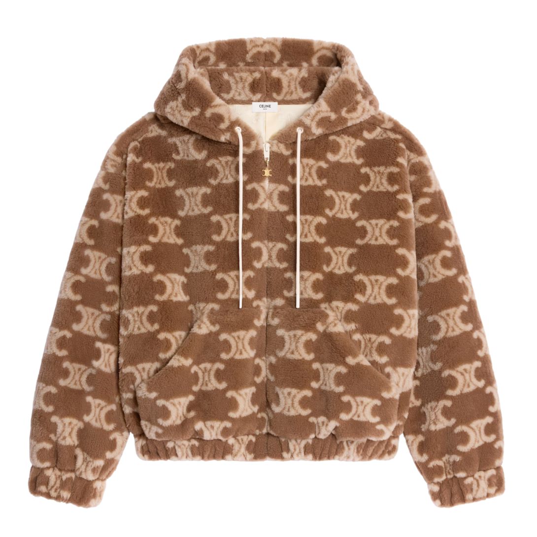 1 CELINE HOODED JACKET IN TRIOMPHE WOOL AND FUR