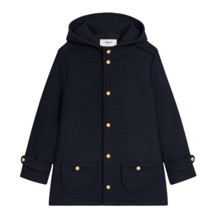 CELINE HOODED TRIOMPHE COAT IN WOOL FELT