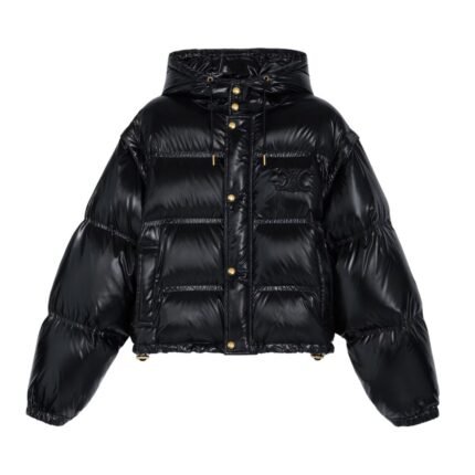 CELINE CROPPED TRIOMPHE DOWN JACKET IN LIGHTWEIGHT NYLON