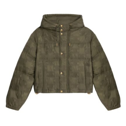 CELINE CROPPED TRIOMPHE DOWN JACKET IN LIGHTWEIGHT NYLON