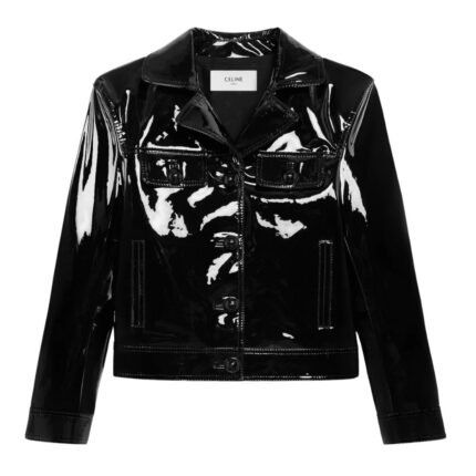 CELINE STRAIGHT BLOUSON JACKET IN PATENT LAMBSKIN LEATHER