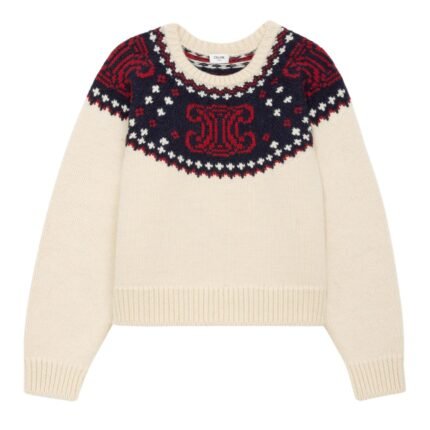 CELINE TRIOMPHE CREW NECK SWEATER IN FAIR ISLE WOOL