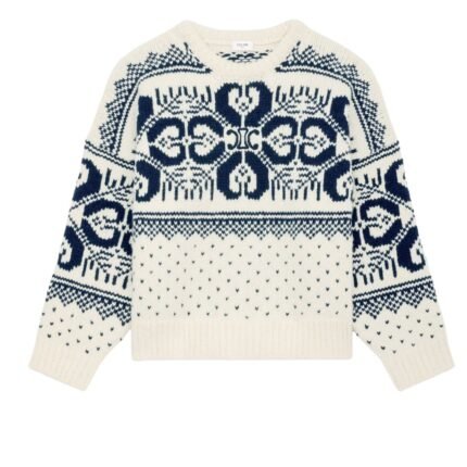 CELINE CREW NECK SWEATER IN FAIR ISLE WOOL AND CASHMERE