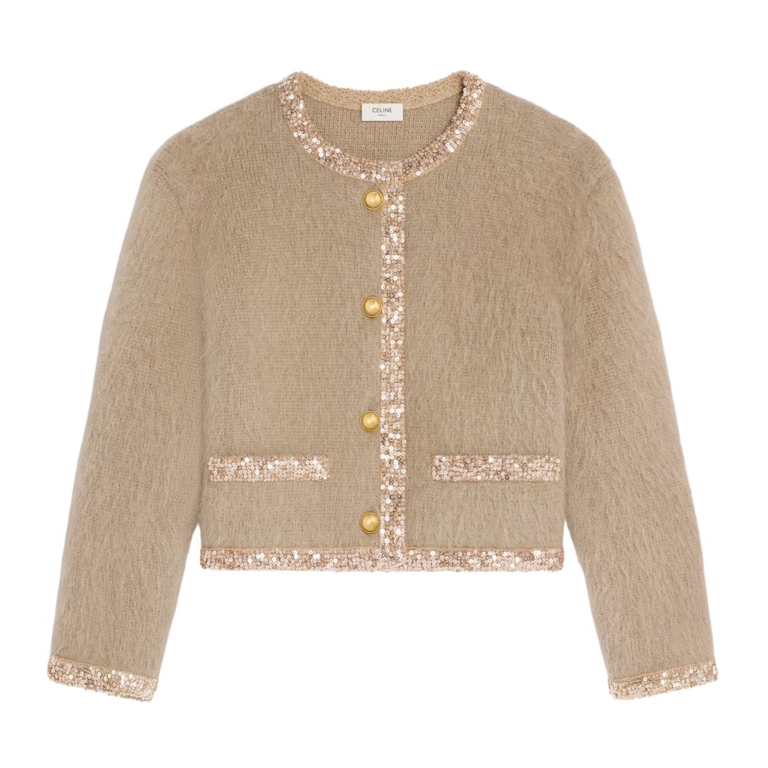 1 CELINE EMBROIDERED CARDIGAN JACKET IN BRUSHED MOHAIR