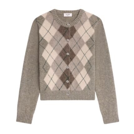 CELINE CARDIGAN IN ARGYLE ALPACA WOOL