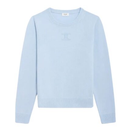 CELINE CREW NECK SWEATER IN HERITAGE CASHMERE BABY BLUE