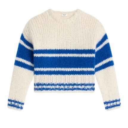 CELINE STRIPED CREW NECK SWEATER IN CHUNKY MOHAIR AND WOOL