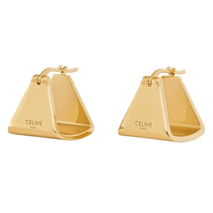 CELINE FORMES ABSTRAITES PYRAMID HOOPS IN BRASS WITH SILVER FINISH