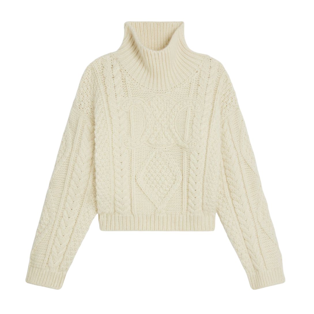 1 CELINE HIGH NECK SWEATER IN ARAN ALPACA WOOL