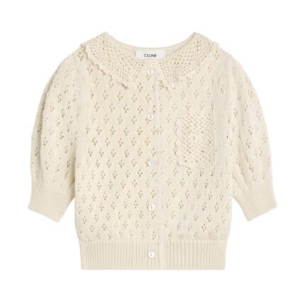 CELINE CROPPED CARDIGAN IN POINTELLE COTTON