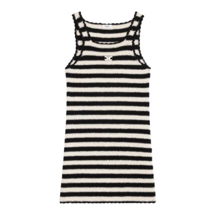 CELINE TRIOMPHE STRIPED MINI DRESS IN CROCHETED COTTON