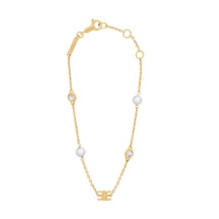 CELINE BRACELET IN BRASS STRASS AND RESIN PEARLS