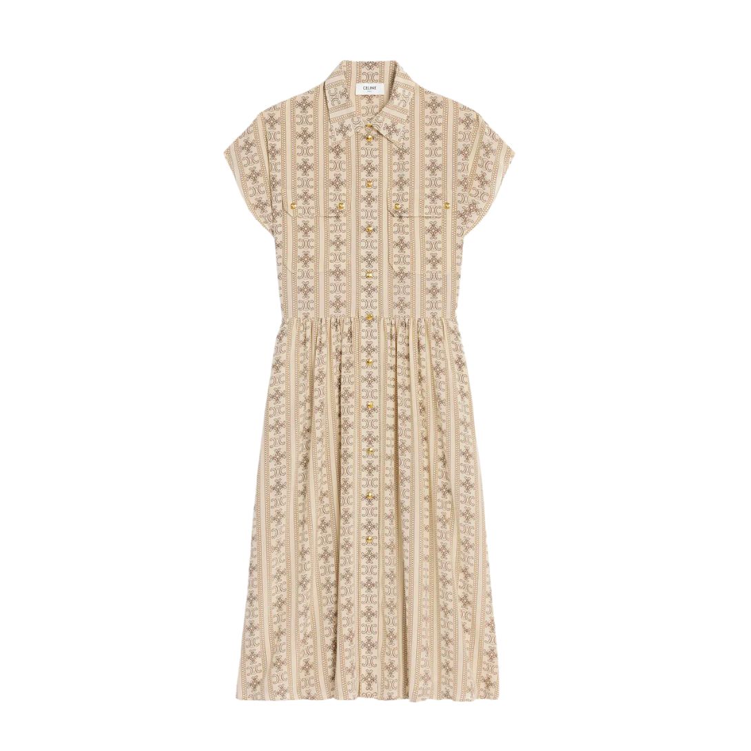 1 CELINE WORKWEAR DRESS IN CRÊPE DE CHINE