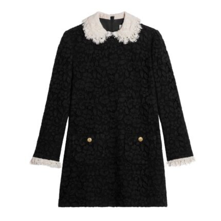 CELINE TRAPEZE MINI DRESS IN FLORAL GUIPURE