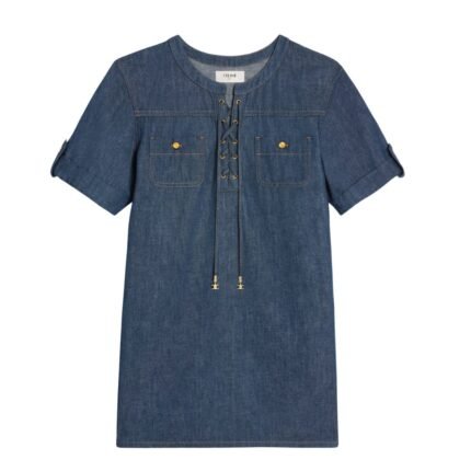 CELINE MINI DRESS IN DARK OCEAN WASH DENIM