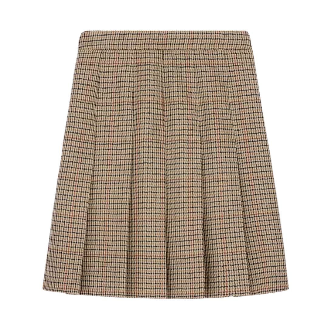 1 CELINE PLEATED SKIRT IN HOUNDSTOOTH WOOL