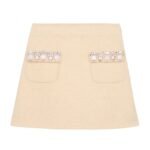 CELINE EMBROIDERED MINI SKIRT IN BOUCLETTE NATTÉ