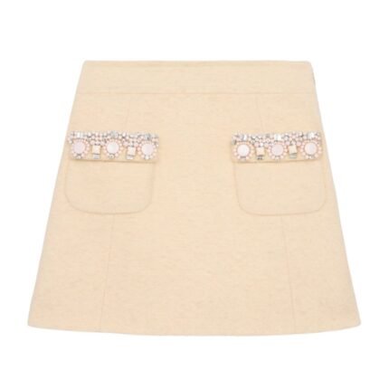 CELINE EMBROIDERED MINI SKIRT IN BOUCLETTE NATTÉ