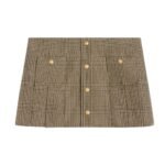 CELINE PLEATED BANDEAU MINI SKIRT IN LINEN AND WOOL