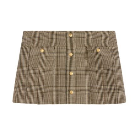 CELINE PLEATED BANDEAU MINI SKIRT IN LINEN AND WOOL