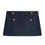 CELINE TRAPEZE MINI SKIRT IN RAW WASH DENIM