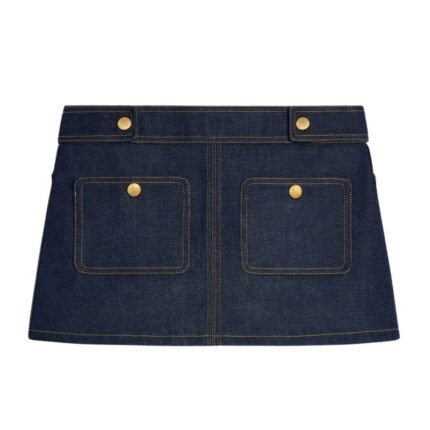 CELINE TRAPEZE MINI SKIRT IN RAW WASH DENIM