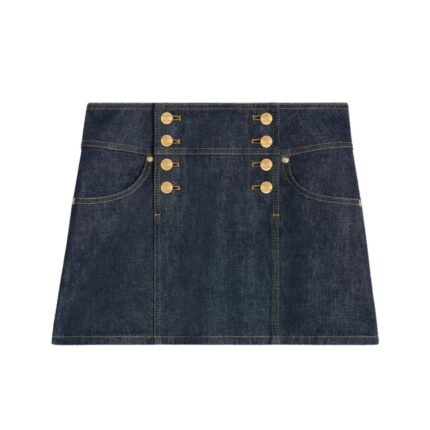 CELINE TRAPEZE MINI SKIRT IN RINSED WASH DENIM