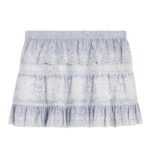 CELINE EMBROIDERED MINI SKIRT IN STRIPED COTTON AND CASHMERE