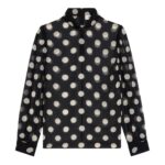 CELINE BLOUSE WITH OVERTURNED COLLAR IN SILK GEORGETTE