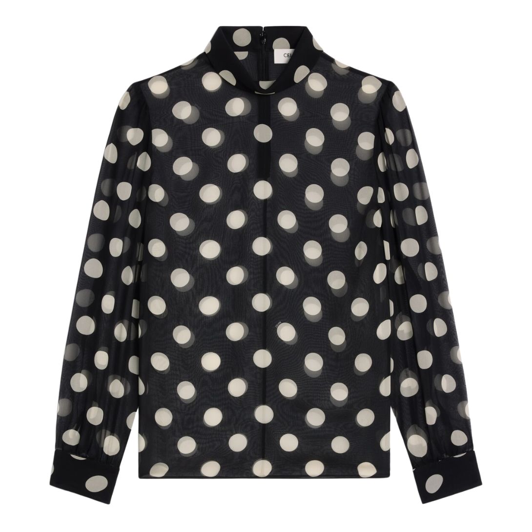 1 CELINE BLOUSE WITH OVERTURNED COLLAR IN SILK GEORGETTE