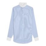 CELINE ROMY FRILLED SHIRT IN STRIPED SILK