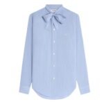 CELINE ROMY LAVALLIÈRE SHIRT IN STRIPED SILK